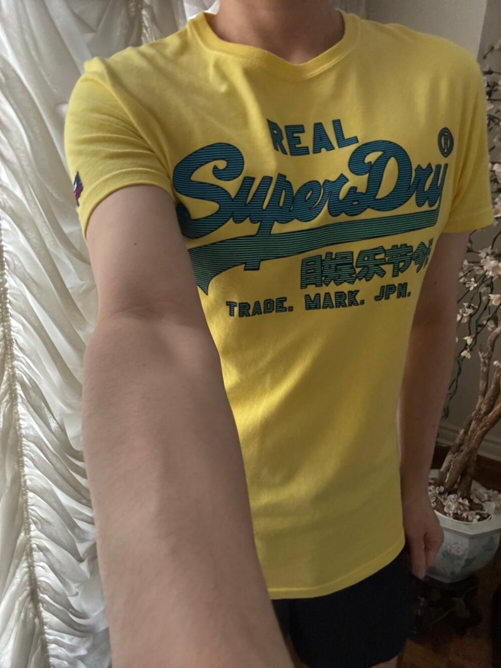 Superdry Vintage Real Logo Graphic T-Shirt Mustard Yellow S Like New